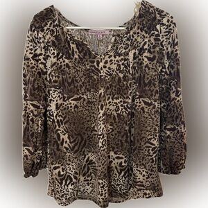 Crave Fame Brown Animal Print Blouse